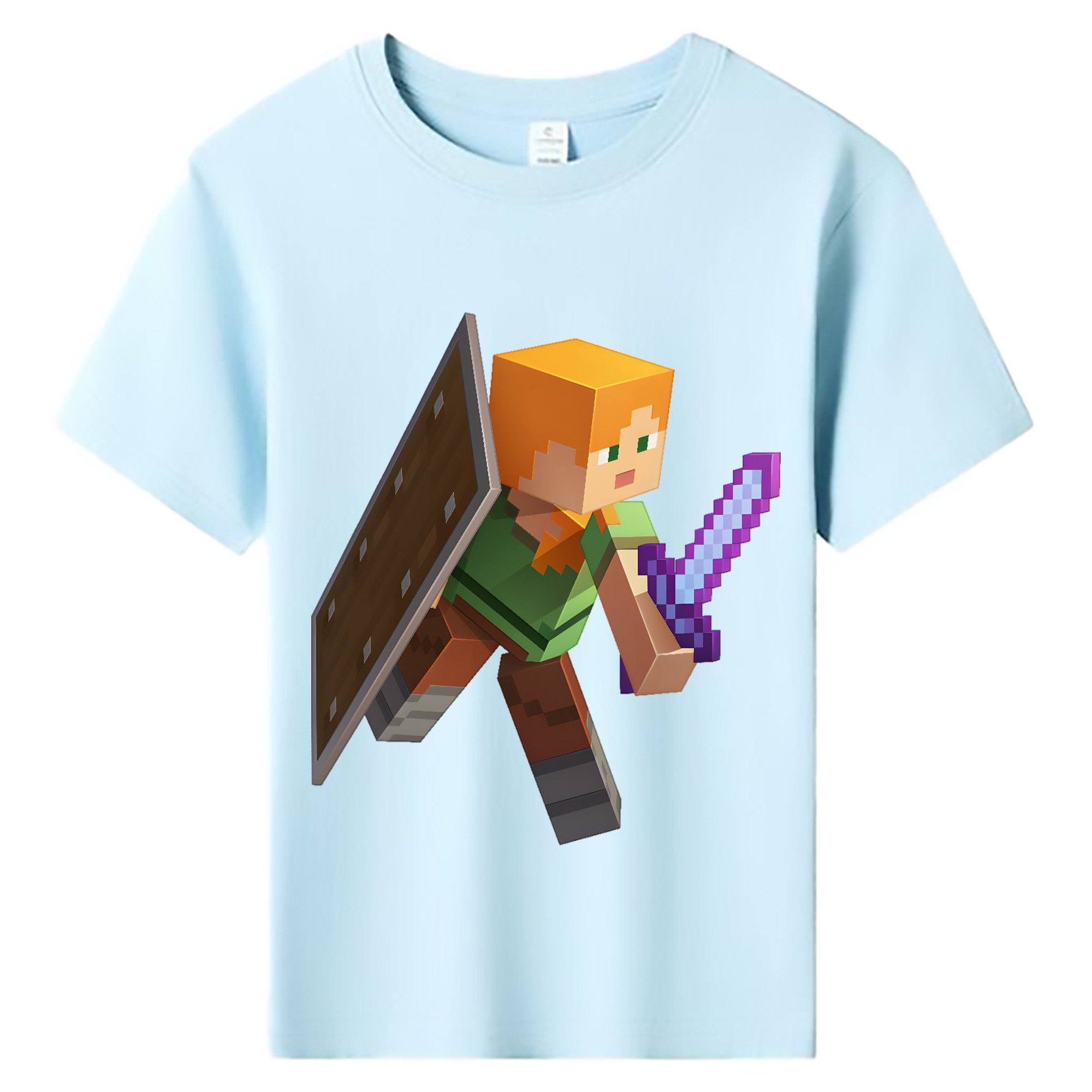 （画像用） マインクラフト ブロックの世界 Minecraft MC Block world 綿100％キッズTシャツ（フロントプリント）